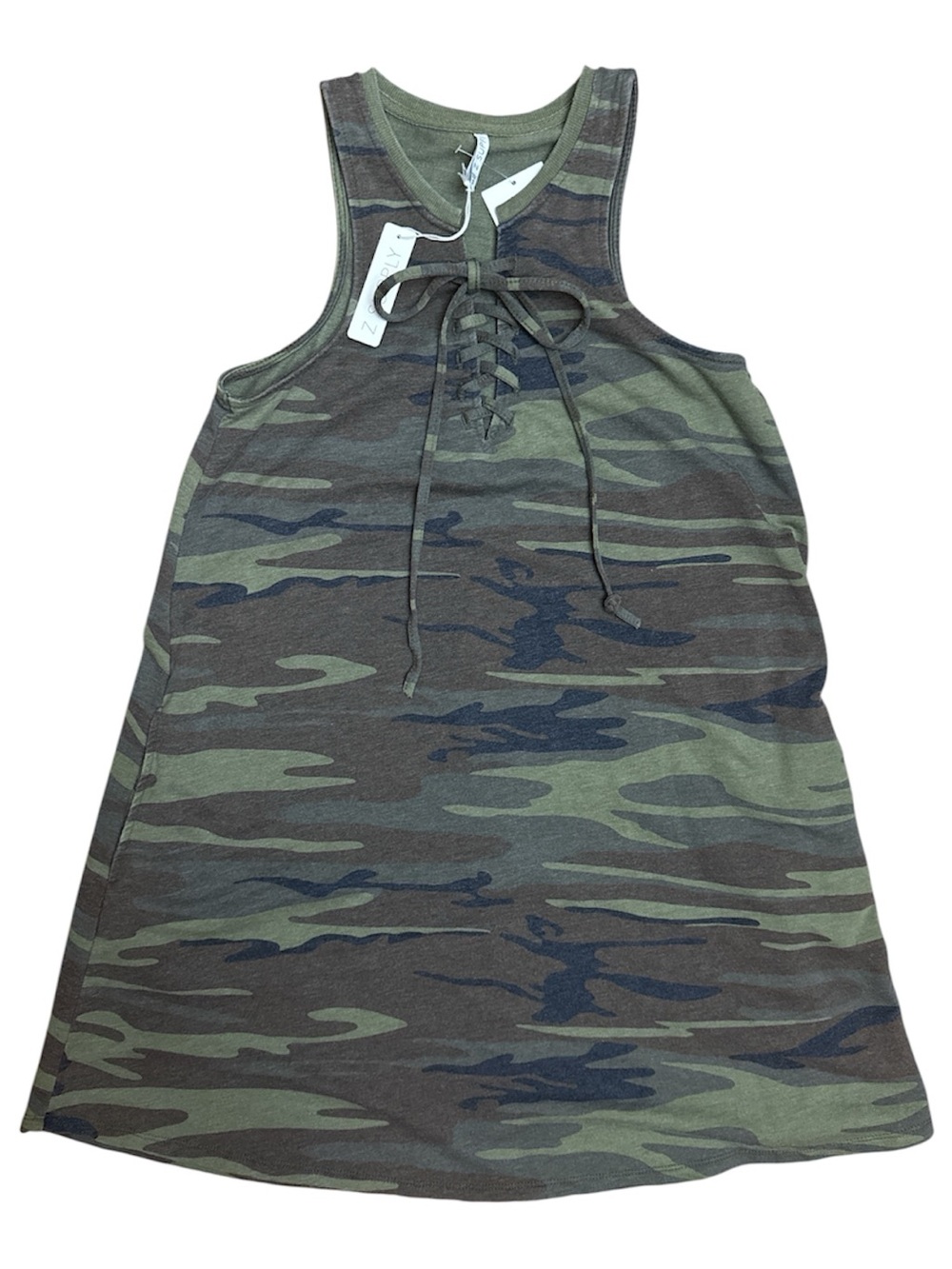 Z Supply All Tied Up Camo Lace-Up Shift Dress - Picture 4 of 9